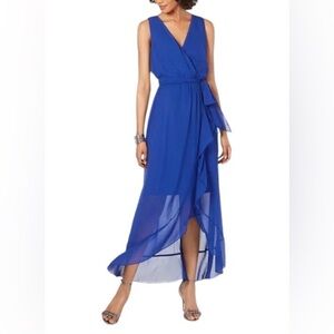SYNY Royal Blue Asymmetrical Wrap Hi Low Dress NWOT size 16